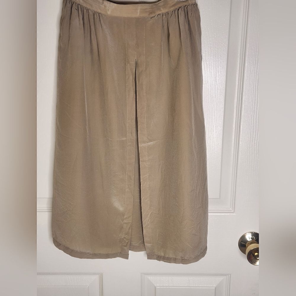 Deauville 6 Beige 100% SILK  Ruffles Pocket Women’s Midi Skirt